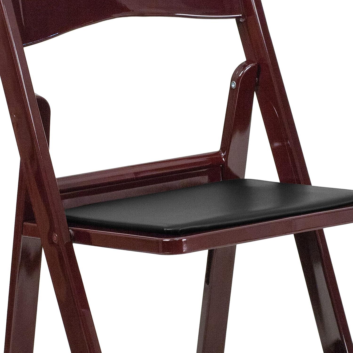 imageFlash Furniture Hercules Series Folding Chair White Resin Set of 4 800LB Weight Capacity Comfortable Event Chair Light Weight Folding ChairRed Mahogany
