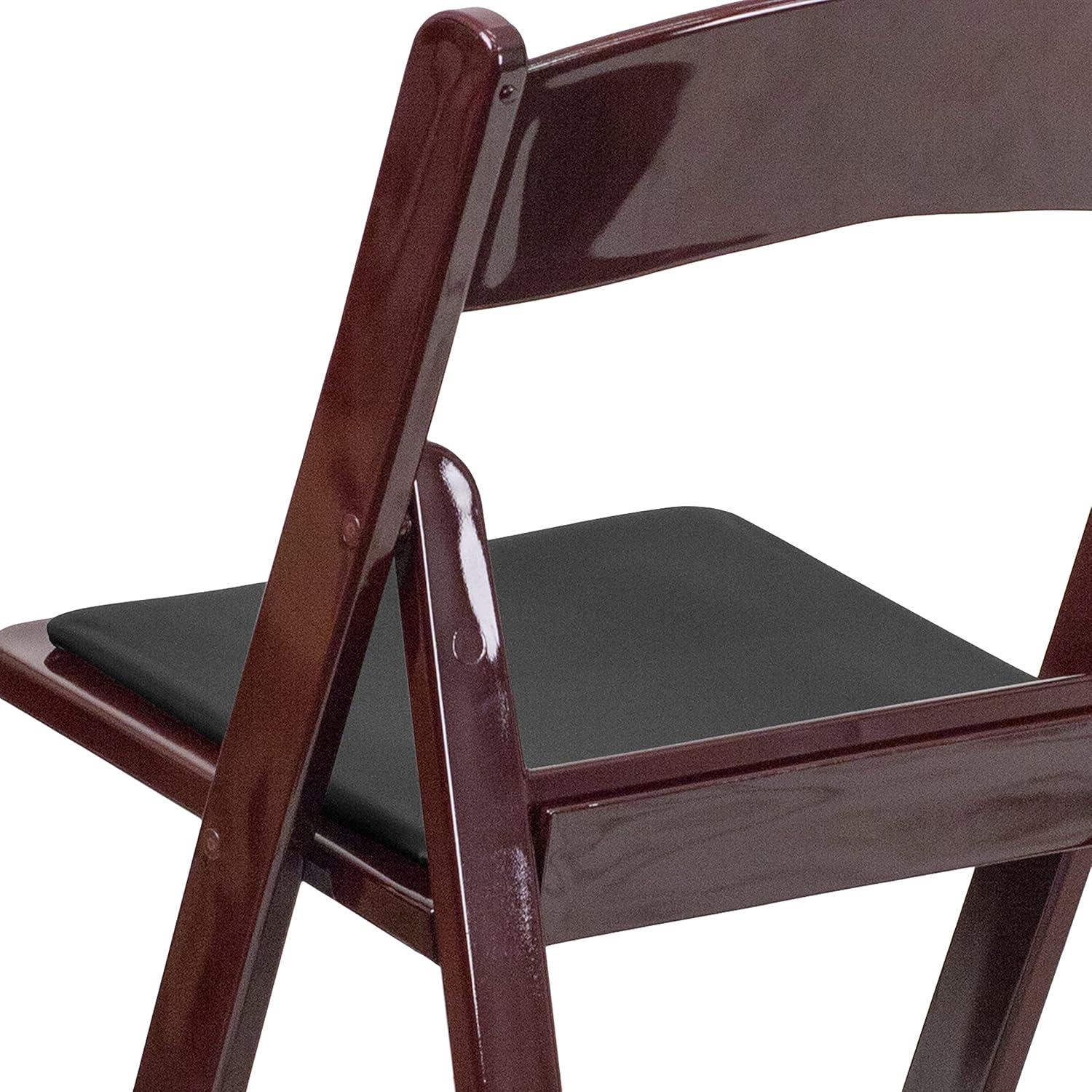 imageFlash Furniture Hercules Series Folding Chair White Resin Set of 4 800LB Weight Capacity Comfortable Event Chair Light Weight Folding ChairRed Mahogany