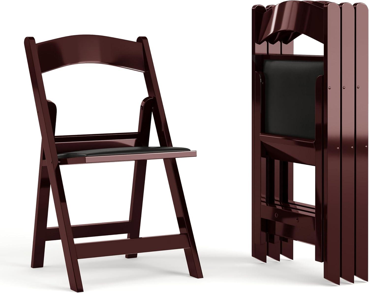 imageFlash Furniture Hercules Series Folding Chair White Resin Set of 4 800LB Weight Capacity Comfortable Event Chair Light Weight Folding ChairRed Mahogany