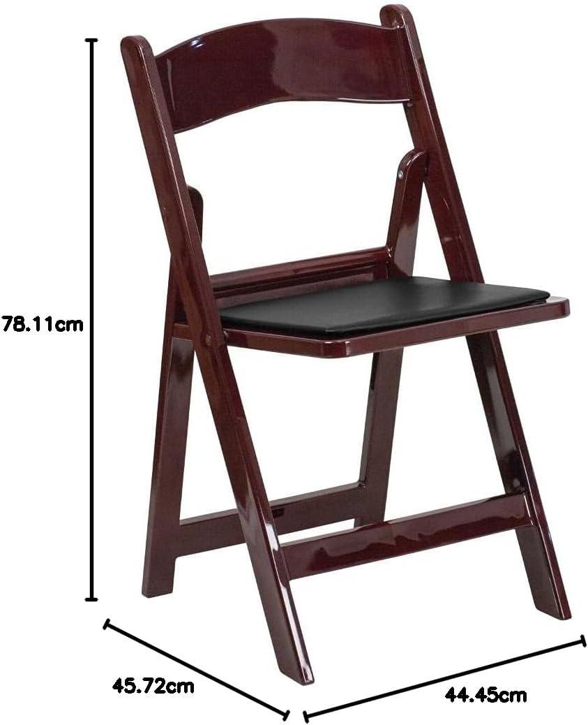 imageFlash Furniture Hercules Series Folding Chair White Resin Set of 4 800LB Weight Capacity Comfortable Event Chair Light Weight Folding ChairRed Mahogany