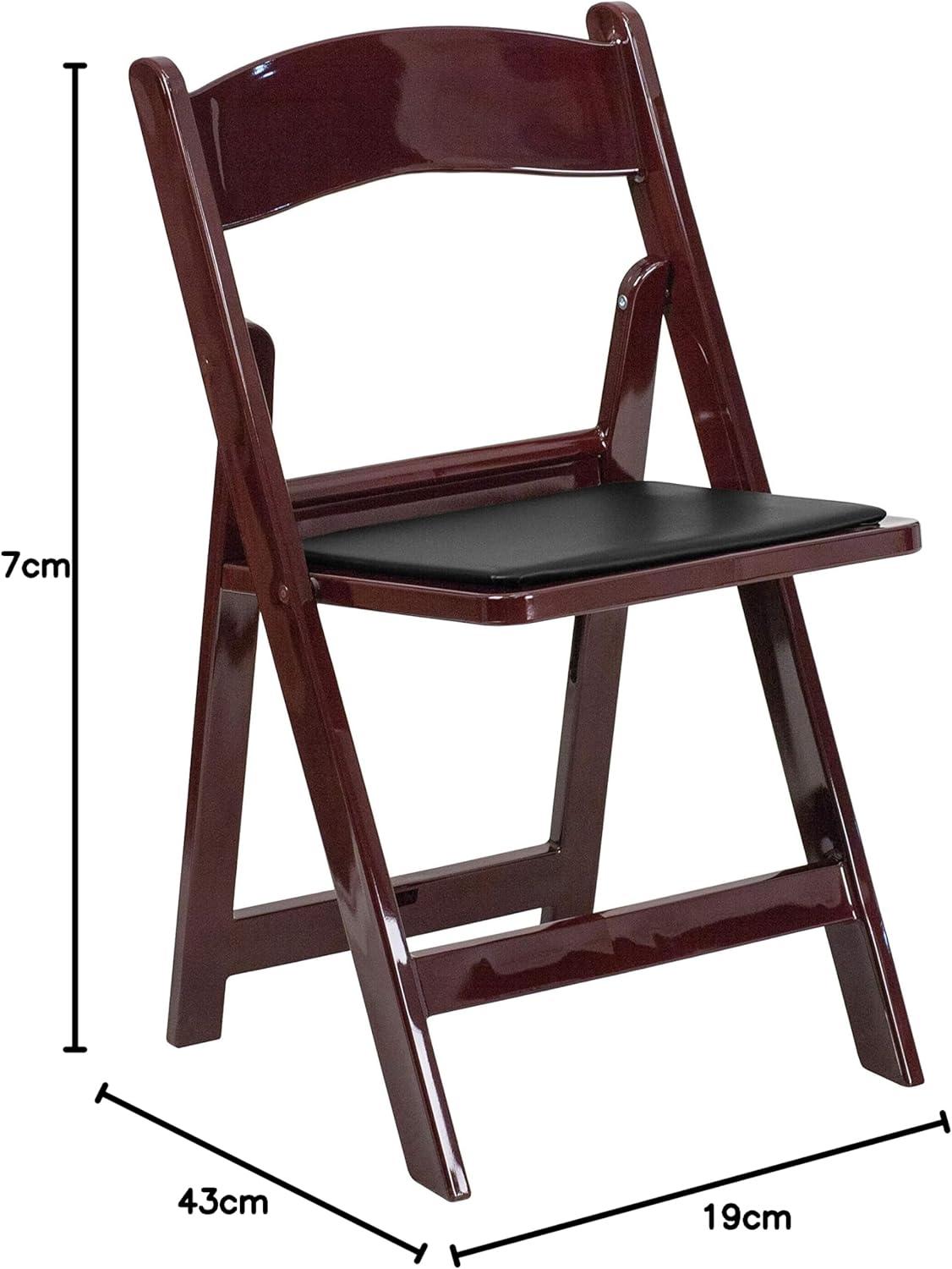 imageFlash Furniture Hercules Series Folding Chair White Resin Set of 4 800LB Weight Capacity Comfortable Event Chair Light Weight Folding ChairRed Mahogany