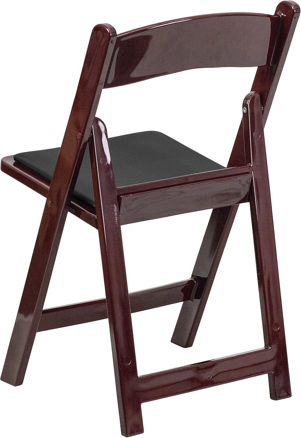 imageFlash Furniture Hercules Series Folding Chair White Resin Set of 4 800LB Weight Capacity Comfortable Event Chair Light Weight Folding ChairRed Mahogany