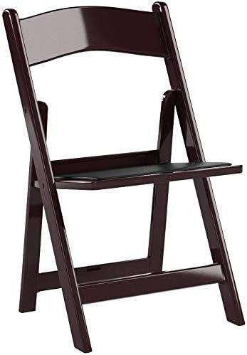 imageFlash Furniture Hercules Series Folding Chair White Resin Set of 4 800LB Weight Capacity Comfortable Event Chair Light Weight Folding ChairRed Mahogany