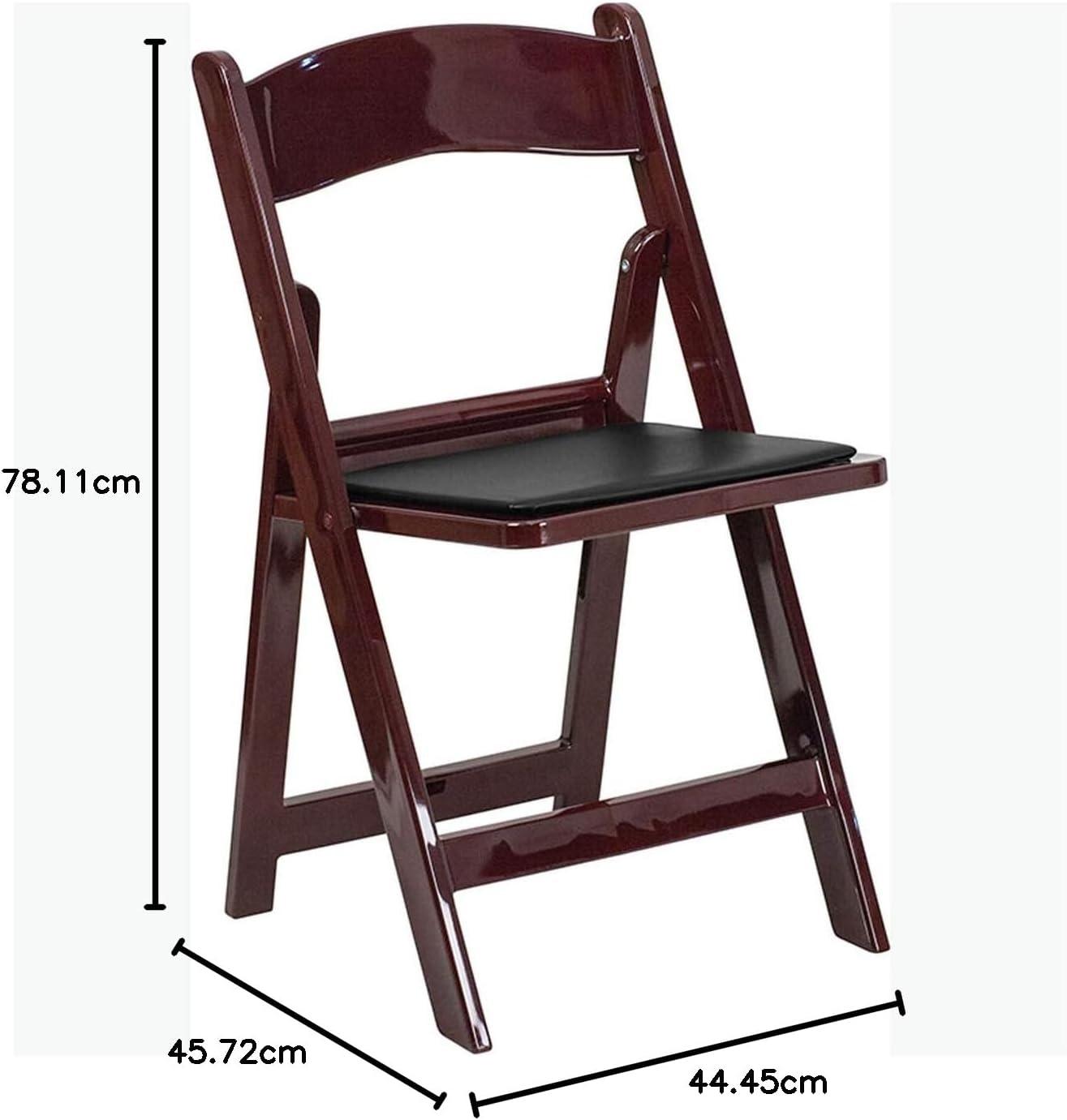 imageFlash Furniture Hercules Series Folding Chair White Resin Set of 4 800LB Weight Capacity Comfortable Event Chair Light Weight Folding ChairRed Mahogany