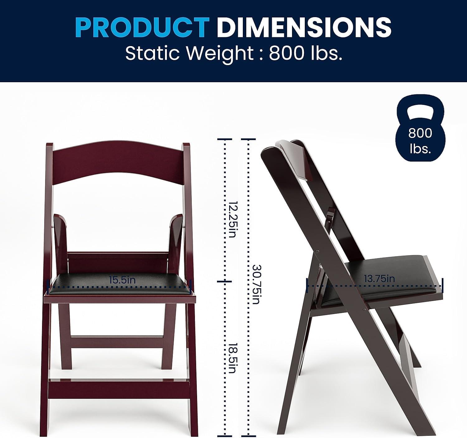imageFlash Furniture Hercules Series Folding Chair White Resin Set of 4 800LB Weight Capacity Comfortable Event Chair Light Weight Folding ChairRed Mahogany