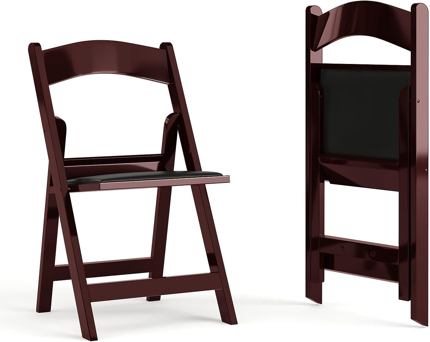 imageFlash Furniture Hercules Series Folding Chair White Resin Set of 4 800LB Weight Capacity Comfortable Event Chair Light Weight Folding ChairRed Mahogany