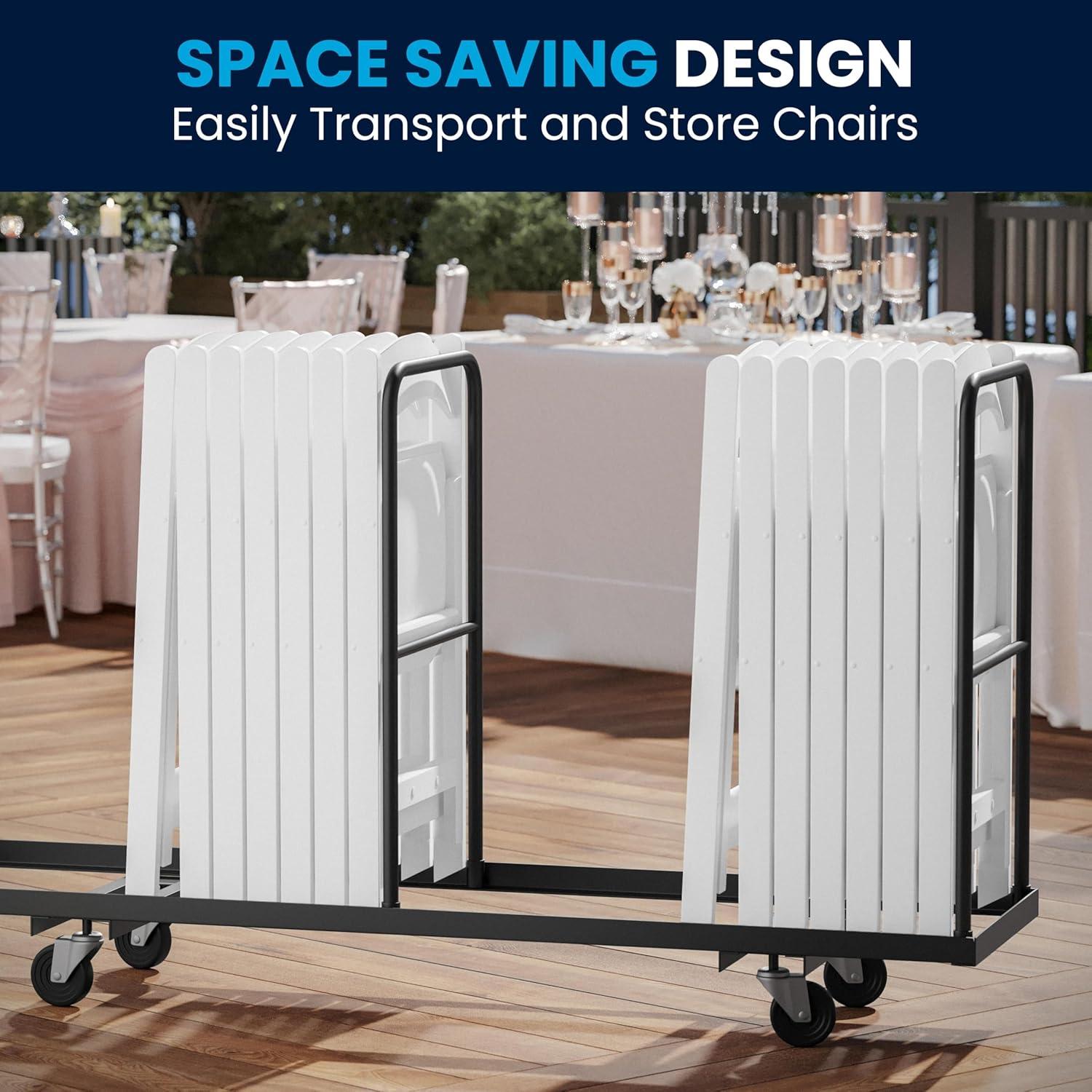 imageFlash Furniture Hercules Series Folding Chair White Resin Set of 4 800LB Weight Capacity Comfortable Event Chair Light Weight Folding ChairWhite