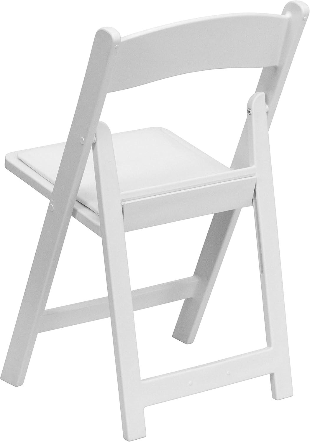 imageFlash Furniture Hercules Series Folding Chair White Resin Set of 4 800LB Weight Capacity Comfortable Event Chair Light Weight Folding ChairWhite
