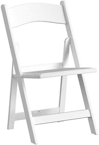 imageFlash Furniture Hercules Series Folding Chair White Resin Set of 4 800LB Weight Capacity Comfortable Event Chair Light Weight Folding ChairWhite