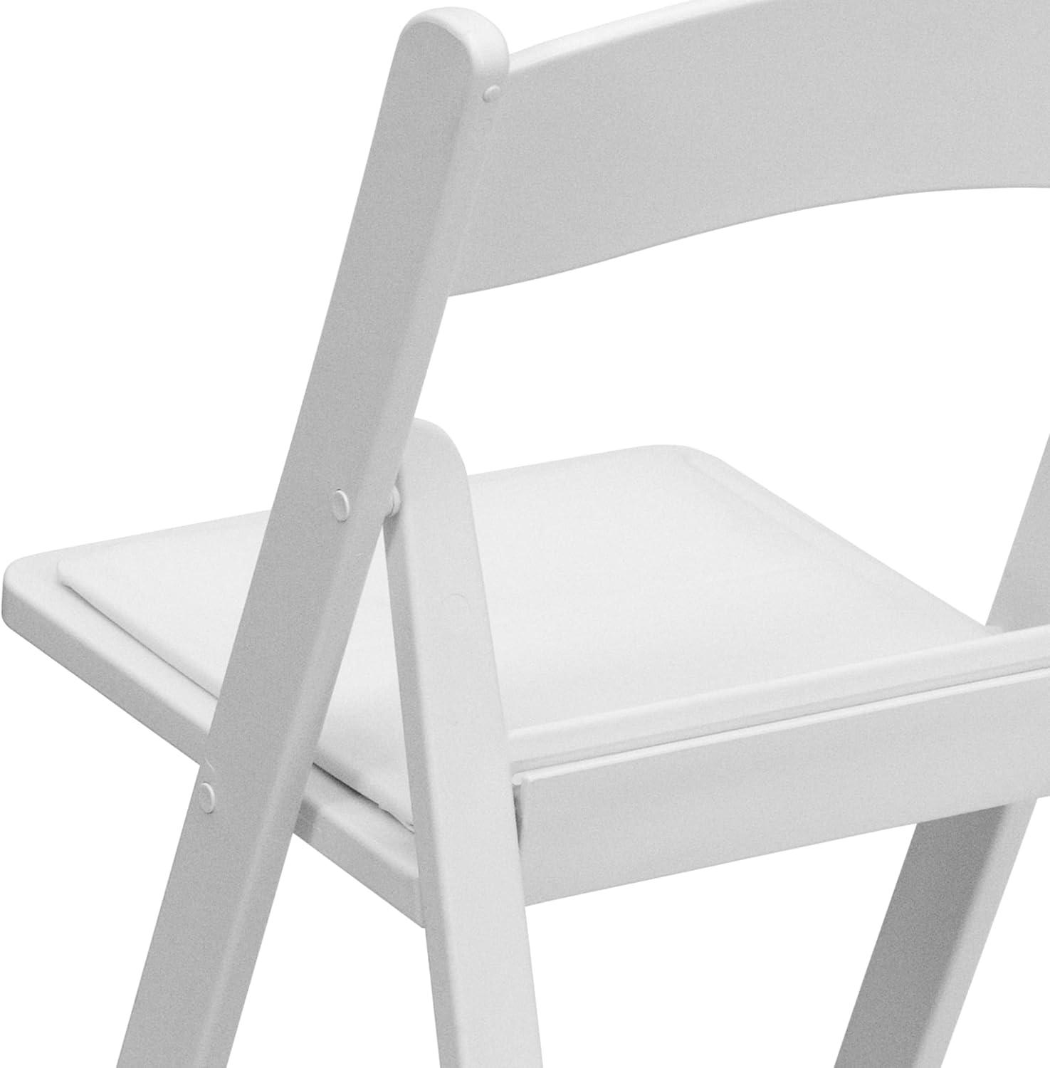 imageFlash Furniture Hercules Series Folding Chair White Resin Set of 4 800LB Weight Capacity Comfortable Event Chair Light Weight Folding ChairWhite