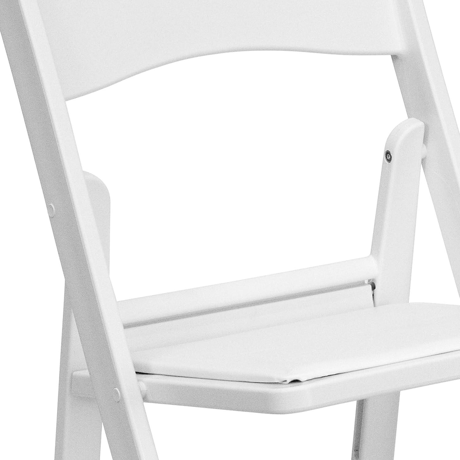 imageFlash Furniture Hercules Series Folding Chair White Resin Set of 4 800LB Weight Capacity Comfortable Event Chair Light Weight Folding ChairWhite