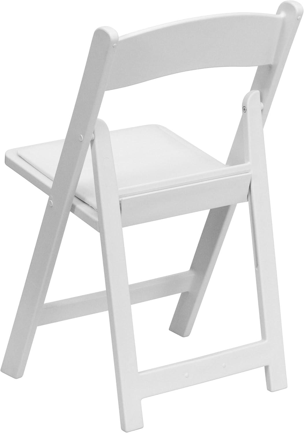 imageFlash Furniture Hercules Series Folding Chair White Resin Set of 4 800LB Weight Capacity Comfortable Event Chair Light Weight Folding ChairWhite