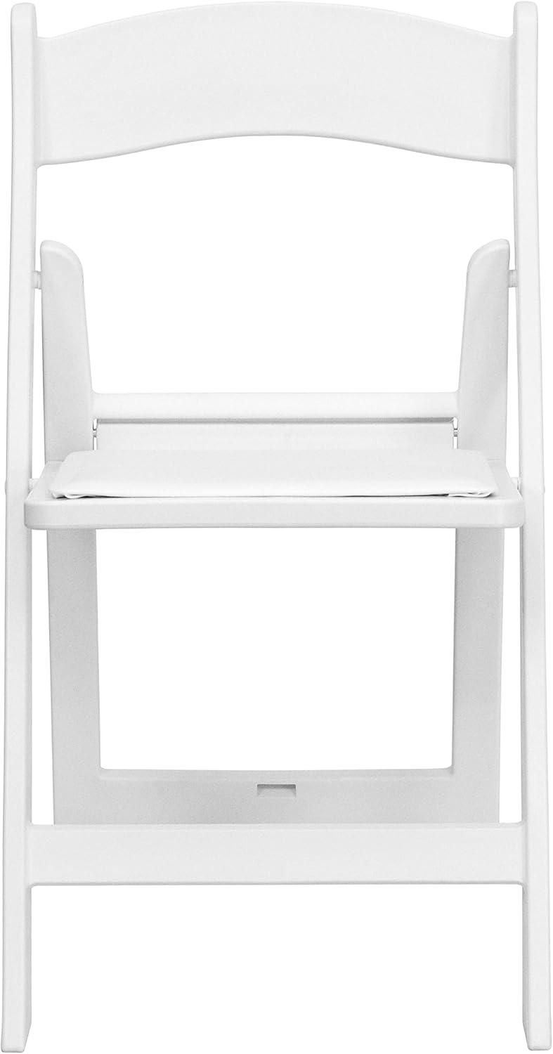 imageFlash Furniture Hercules Series Folding Chair White Resin Set of 4 800LB Weight Capacity Comfortable Event Chair Light Weight Folding ChairWhite