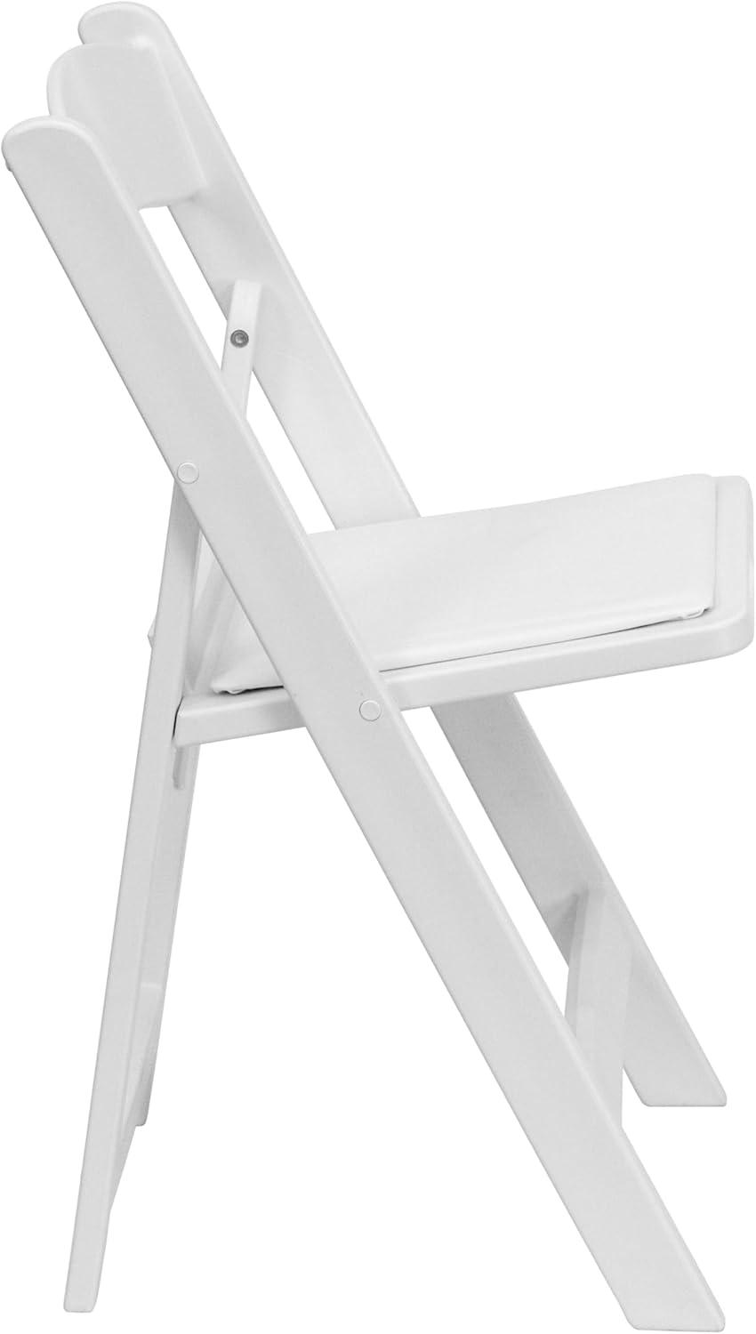 imageFlash Furniture Hercules Series Folding Chair White Resin Set of 4 800LB Weight Capacity Comfortable Event Chair Light Weight Folding ChairWhite