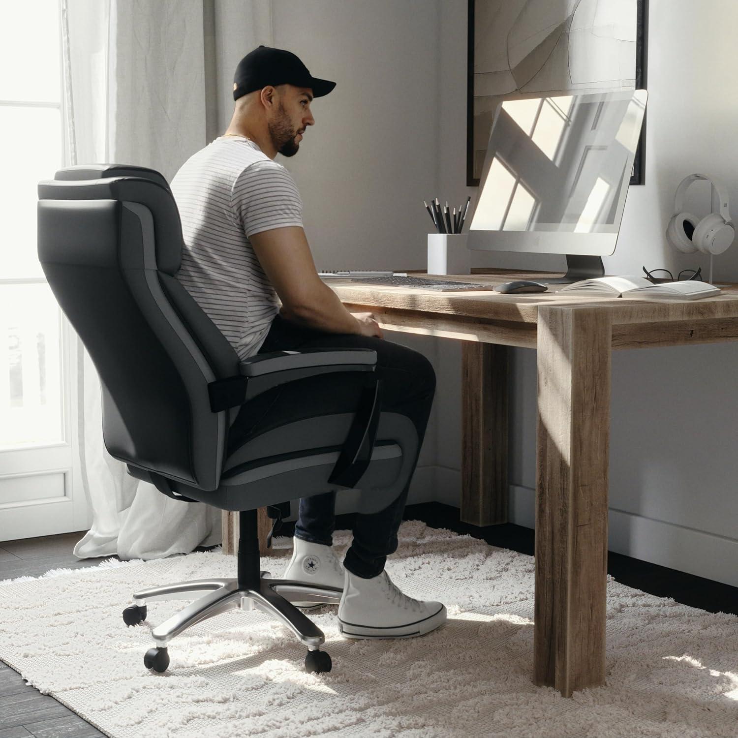 imageFlash Furniture Hercules Series HighBack Swivel LeatherSoft Office Chair Ergonomic Executive Chair with Headrest and Adjustable Height BrownBlack