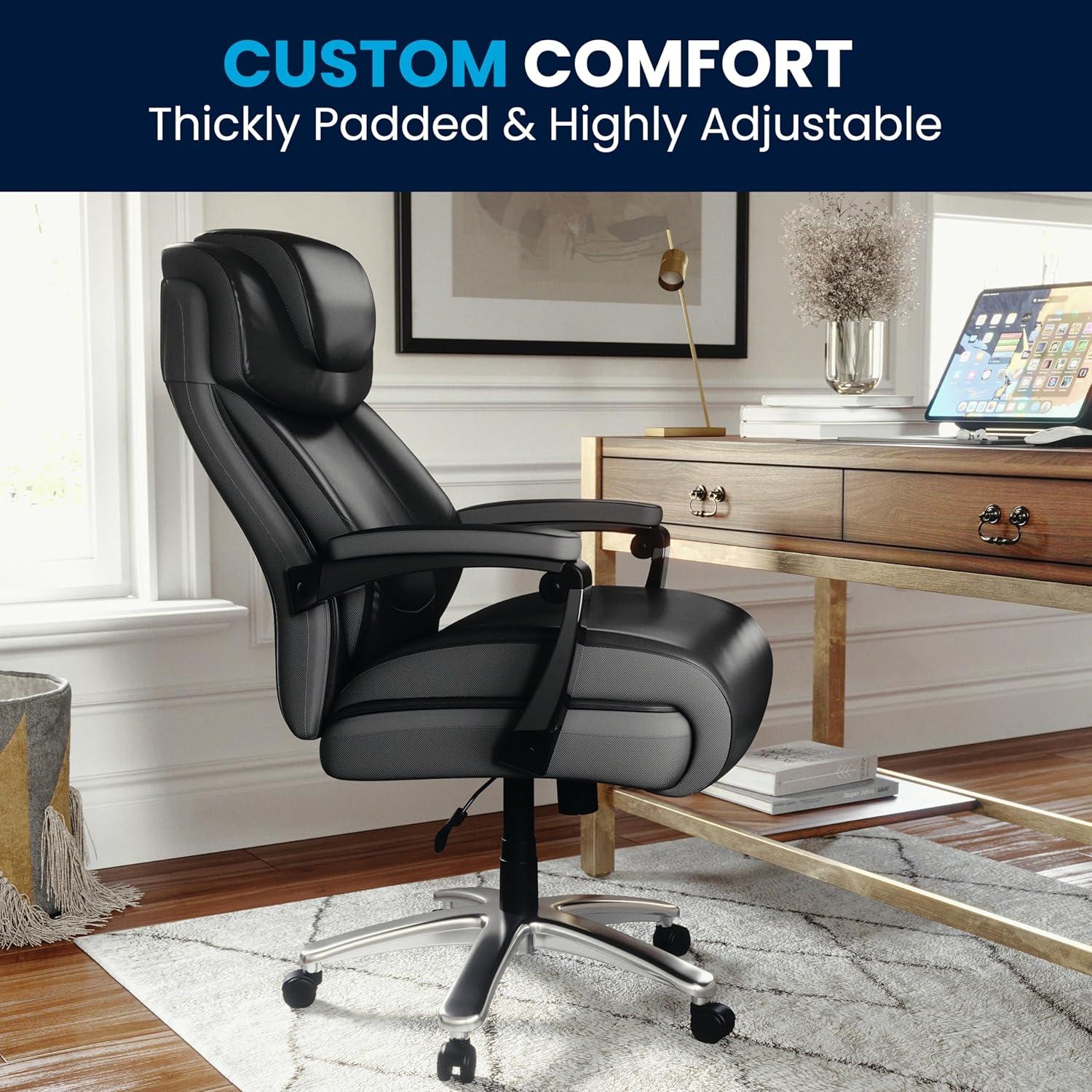 imageFlash Furniture Hercules Series HighBack Swivel LeatherSoft Office Chair Ergonomic Executive Chair with Headrest and Adjustable Height BrownBlack