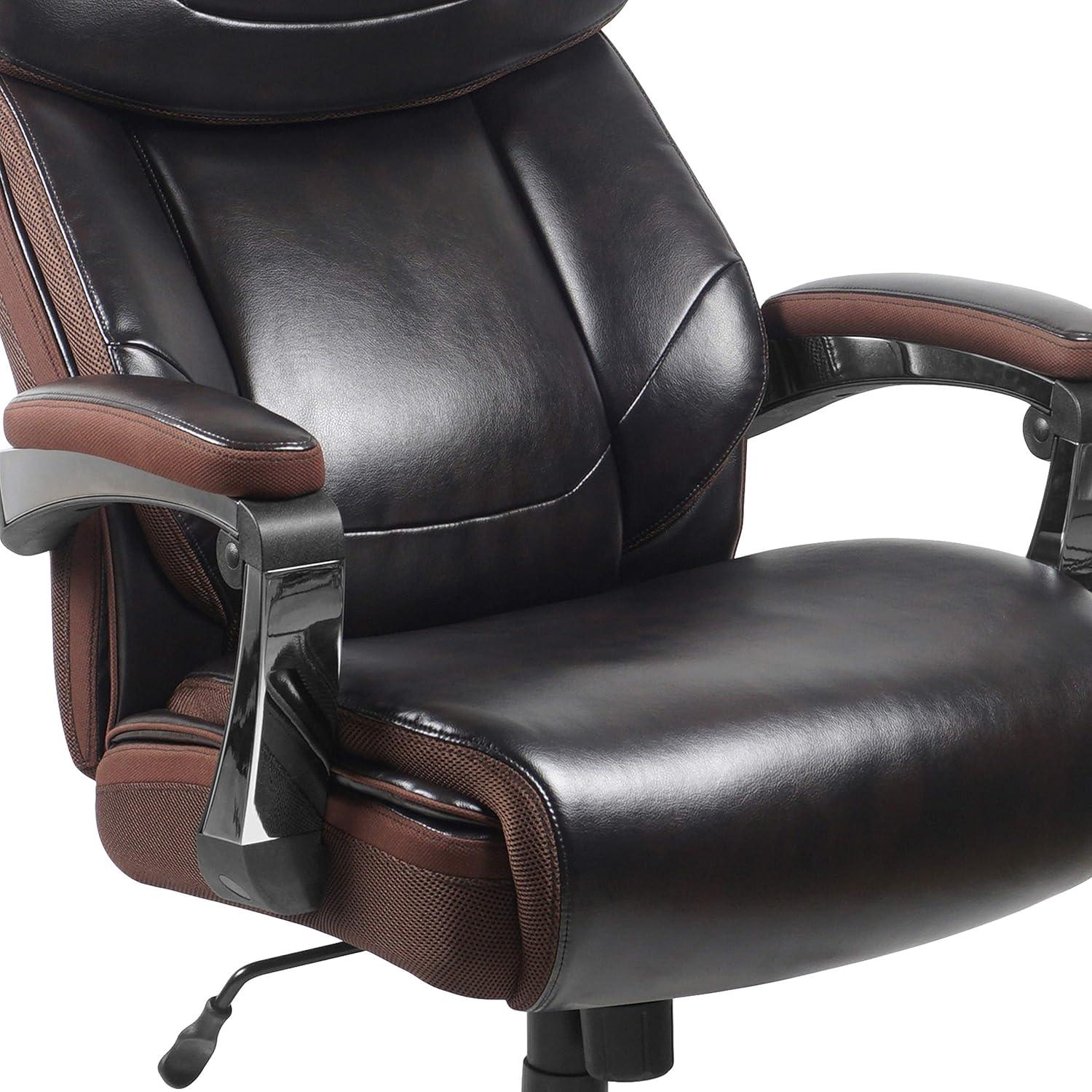 imageFlash Furniture Hercules Series HighBack Swivel LeatherSoft Office Chair Ergonomic Executive Chair with Headrest and Adjustable Height BrownBrown