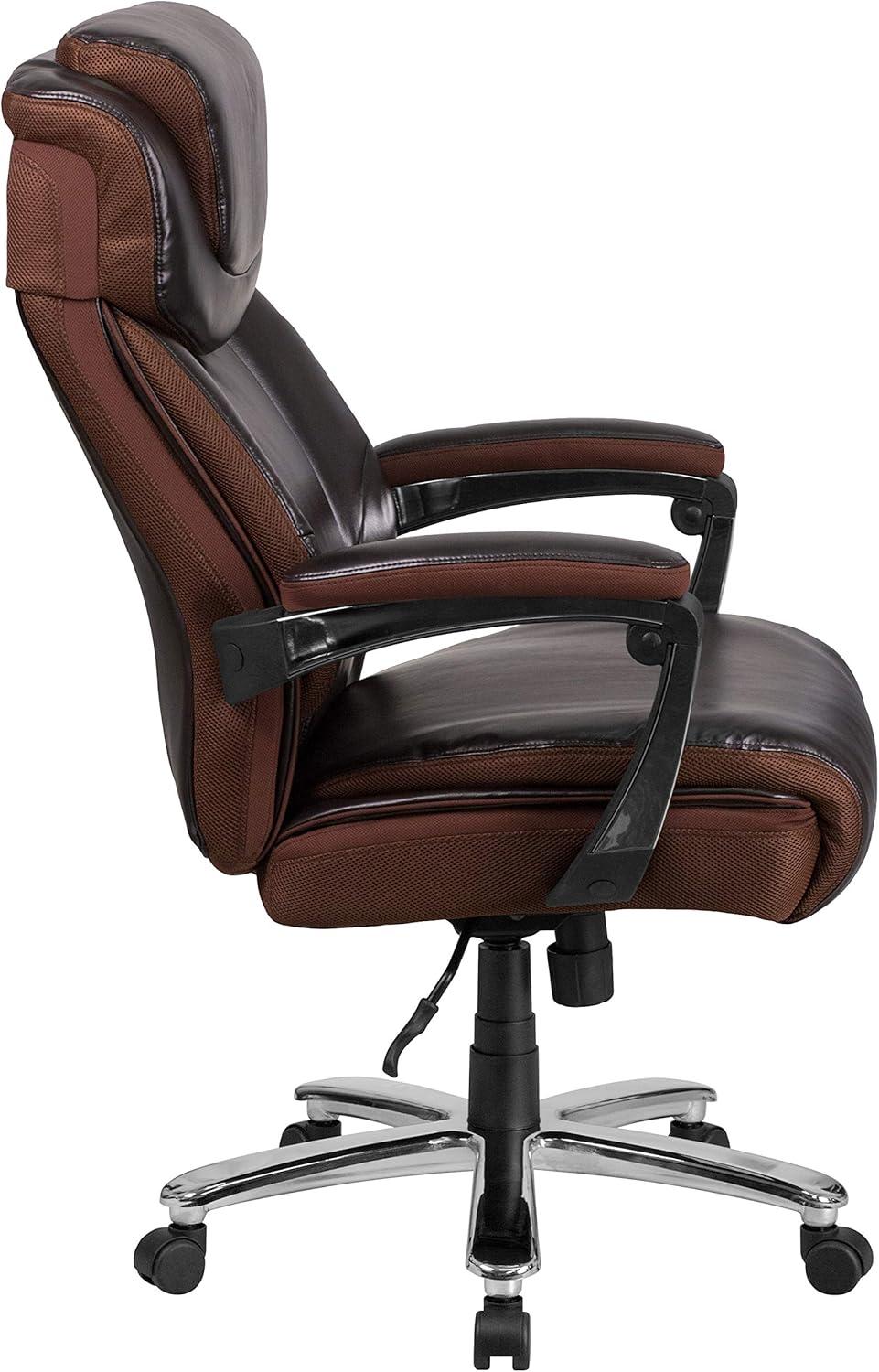 imageFlash Furniture Hercules Series HighBack Swivel LeatherSoft Office Chair Ergonomic Executive Chair with Headrest and Adjustable Height BrownBrown