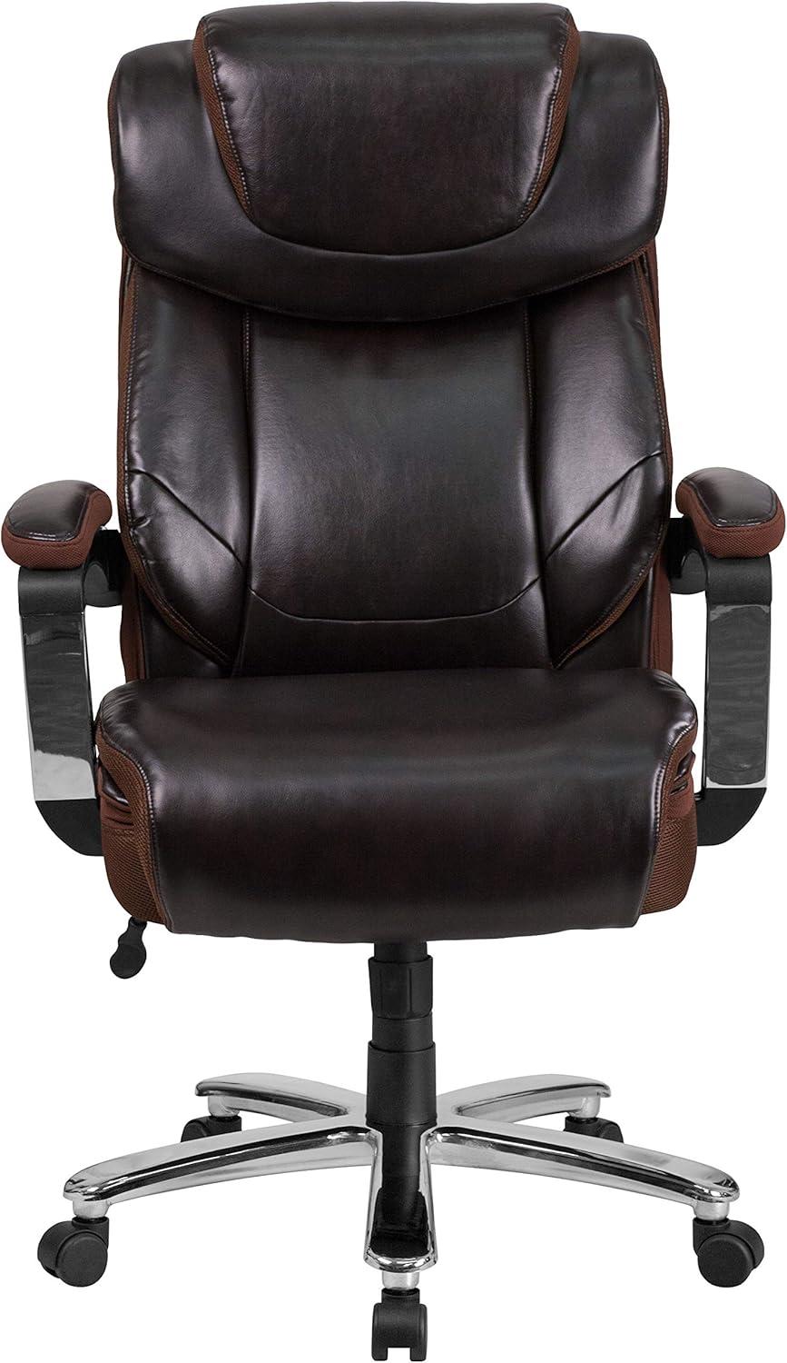 imageFlash Furniture Hercules Series HighBack Swivel LeatherSoft Office Chair Ergonomic Executive Chair with Headrest and Adjustable Height BrownBrown