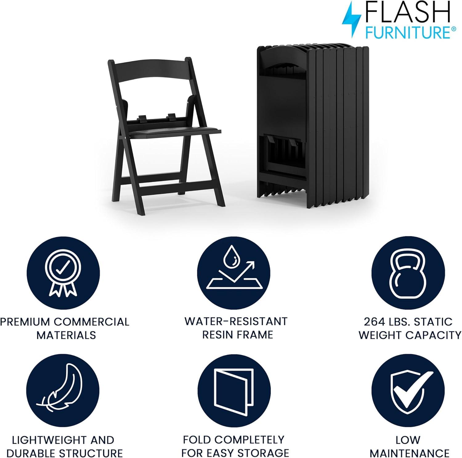 imageFlash Furniture Hercules Series Kids Padded Folding Chairs for Children Childrens Event Seats with 264lb Static Weight Capacity Set of 10 WhiteBlack