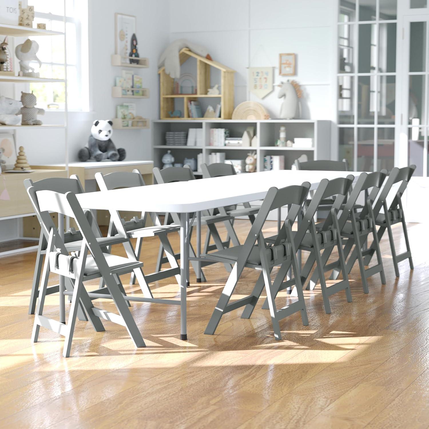 imageFlash Furniture Hercules Series Kids Padded Folding Chairs for Children Childrens Event Seats with 264lb Static Weight Capacity Set of 10 WhiteGrey