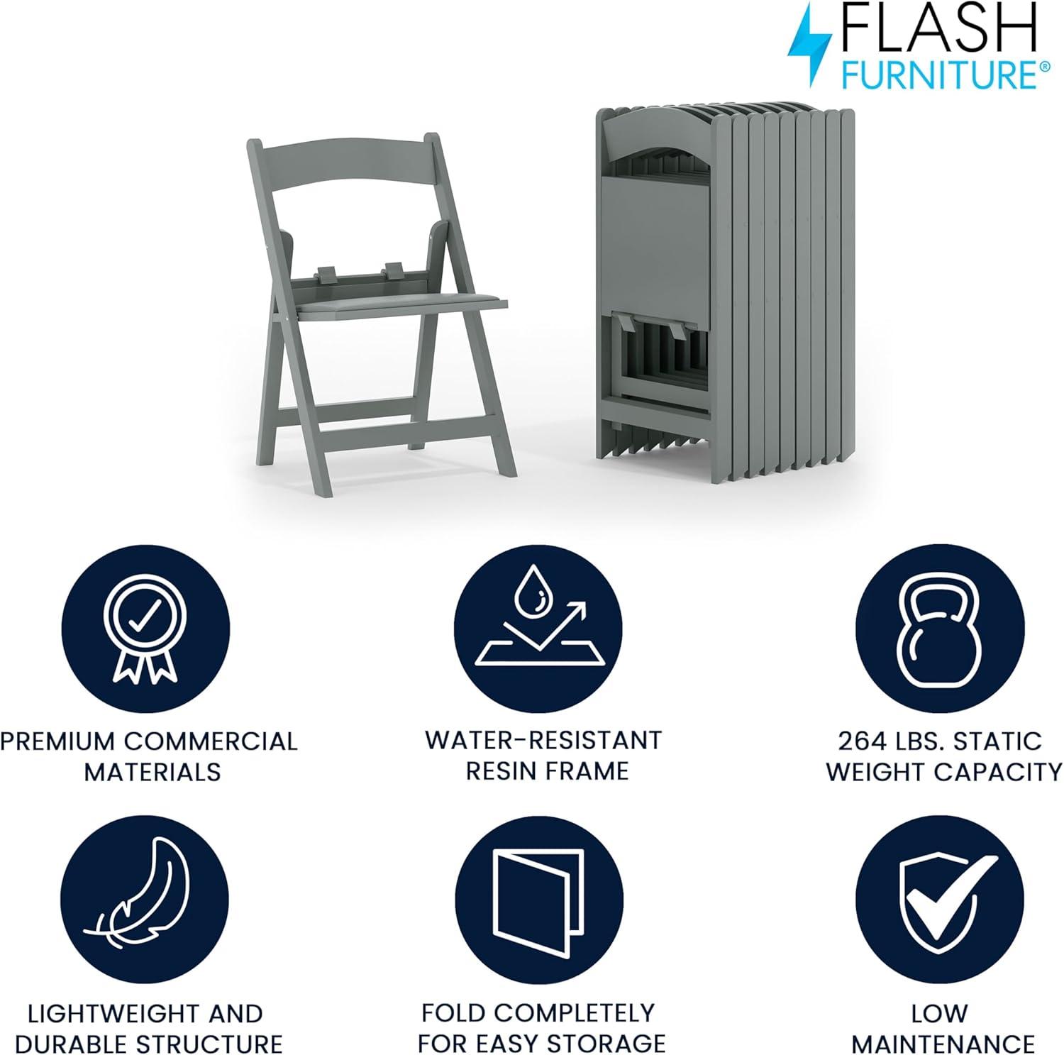 imageFlash Furniture Hercules Series Kids Padded Folding Chairs for Children Childrens Event Seats with 264lb Static Weight Capacity Set of 10 WhiteGrey