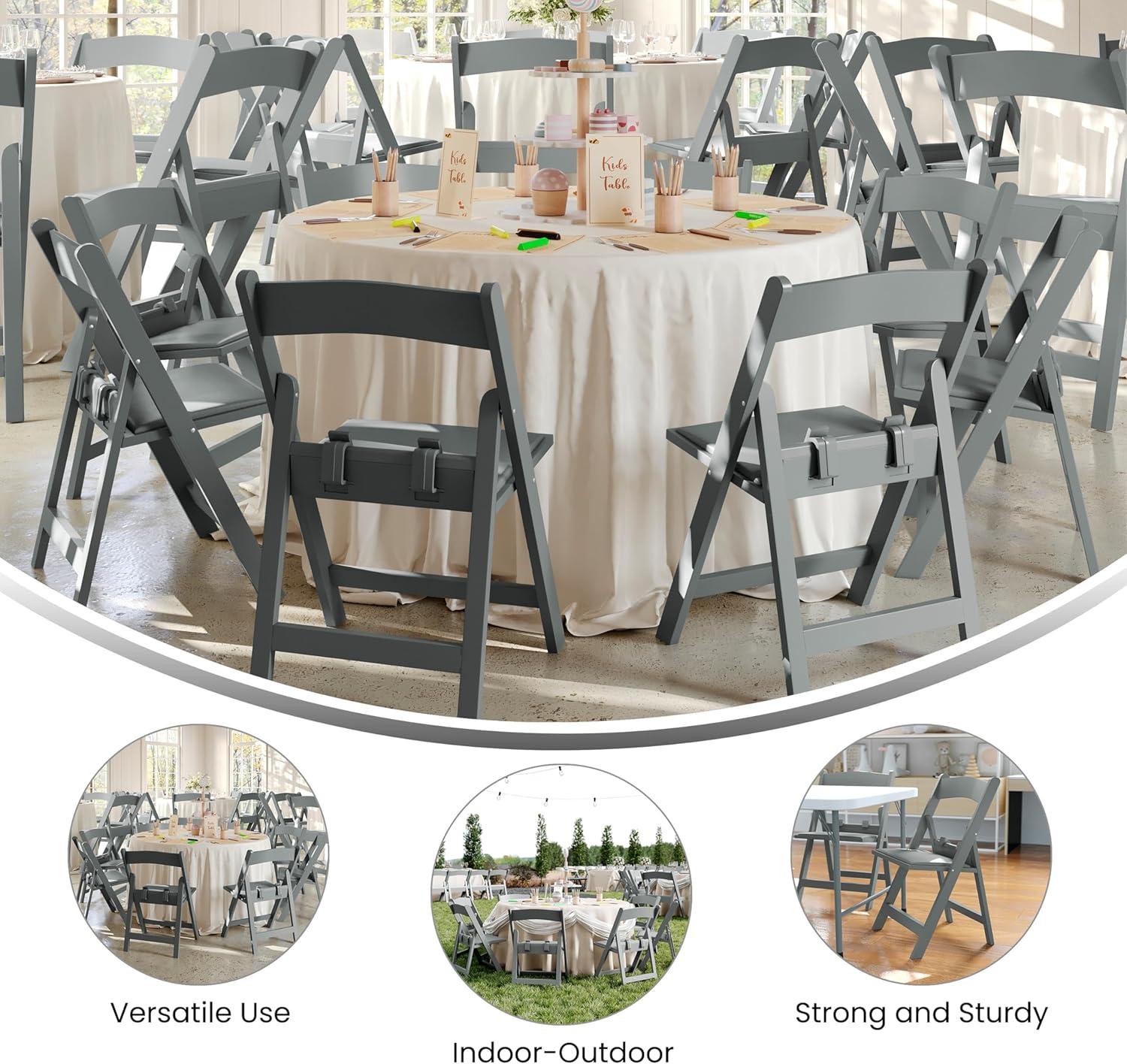 imageFlash Furniture Hercules Series Kids Padded Folding Chairs for Children Childrens Event Seats with 264lb Static Weight Capacity Set of 10 WhiteGrey
