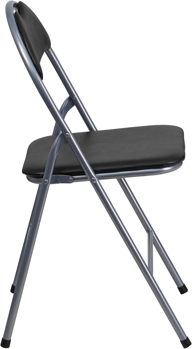 imageFlash Furniture Hercules Series Metal Folding Chairs with Carrying Handle Vinyl Upholstered Padded Event Chair Set of 4 BlackSet of 2