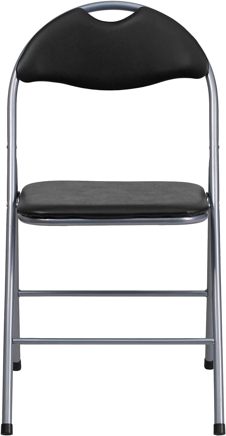 imageFlash Furniture Hercules Series Metal Folding Chairs with Carrying Handle Vinyl Upholstered Padded Event Chair Set of 4 BlackSet of 2