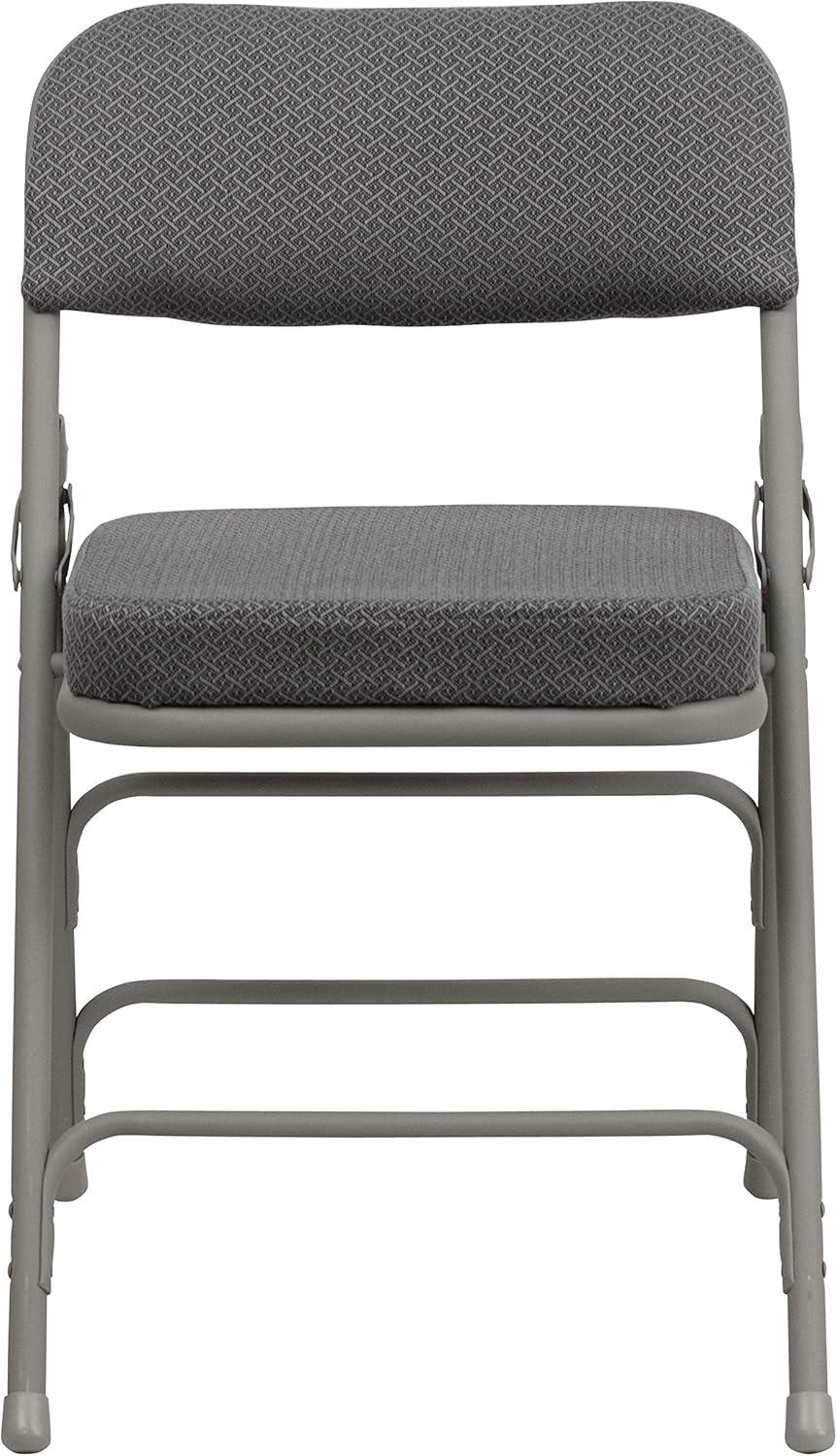 imageFlash Furniture Hercules Series Metal Folding Chairs with Cushioned Seat Fabric Upholstered Event Chairs with 300lb Static Weight Capacity Set of 4 GrayGray FabricGray Frame
