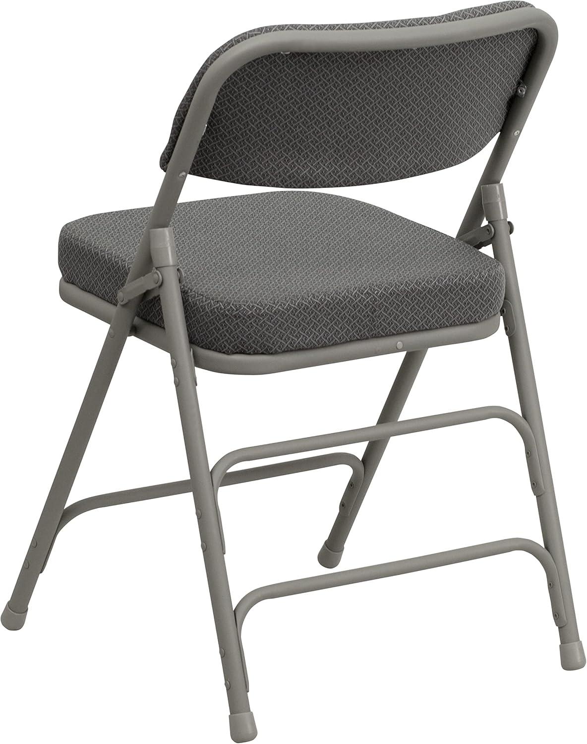 imageFlash Furniture Hercules Series Metal Folding Chairs with Cushioned Seat Fabric Upholstered Event Chairs with 300lb Static Weight Capacity Set of 4 GrayGray FabricGray Frame