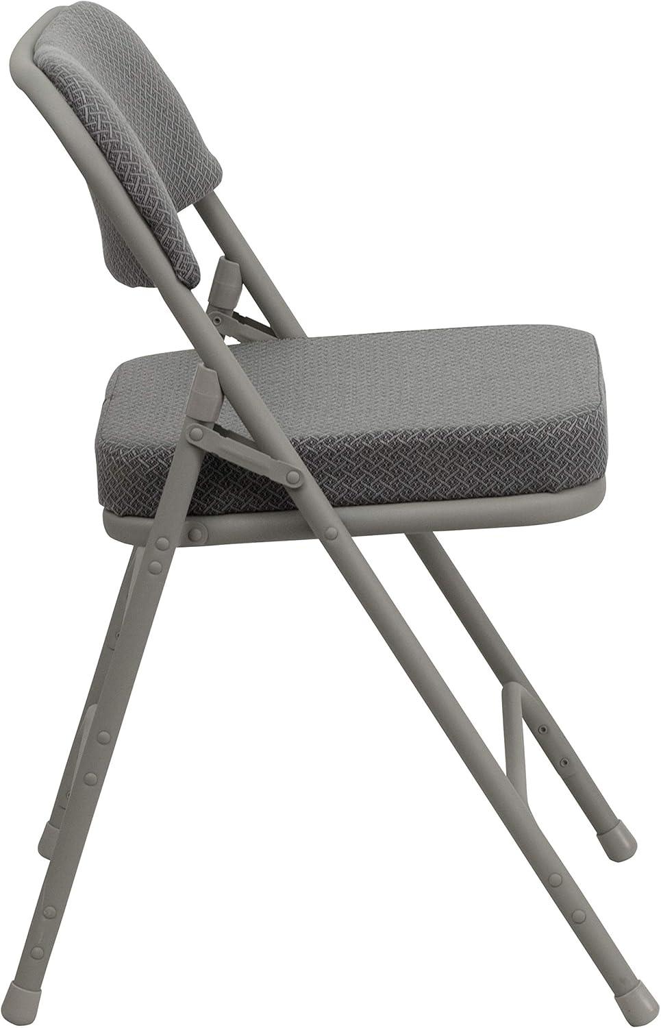 imageFlash Furniture Hercules Series Metal Folding Chairs with Cushioned Seat Fabric Upholstered Event Chairs with 300lb Static Weight Capacity Set of 4 GrayGray FabricGray Frame