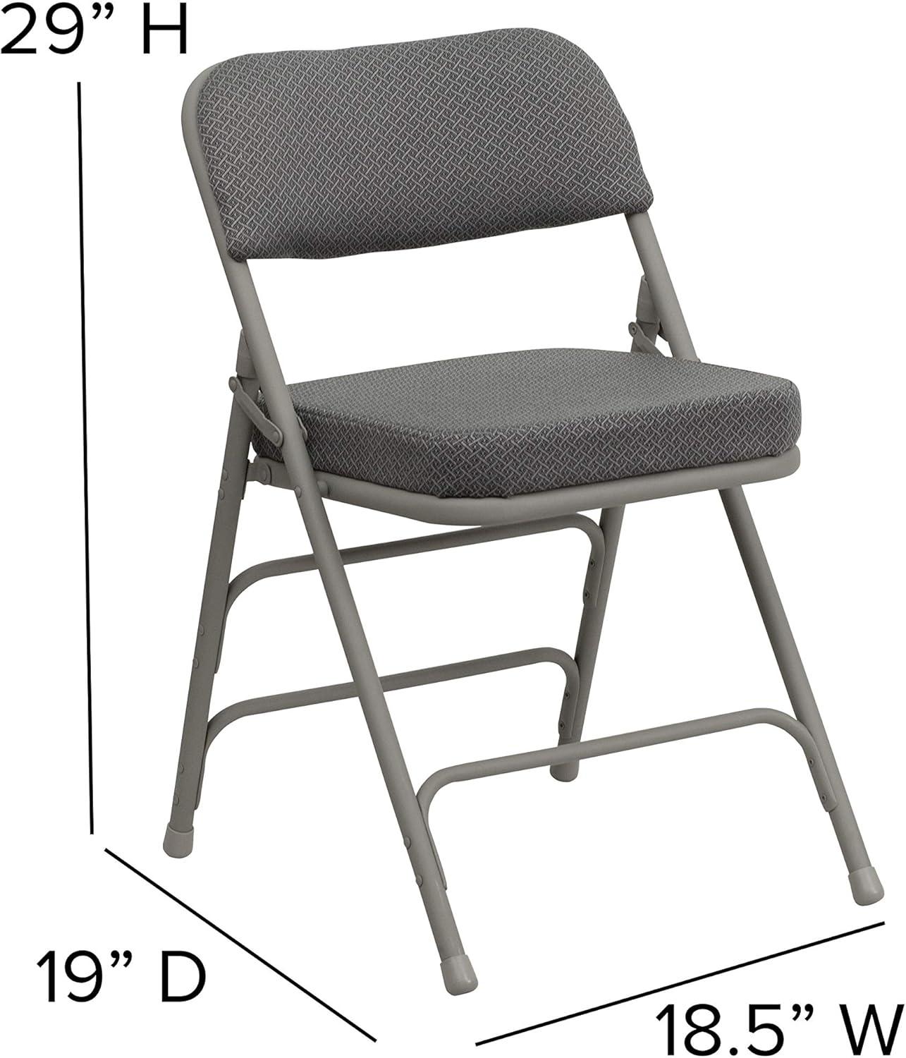 imageFlash Furniture Hercules Series Metal Folding Chairs with Cushioned Seat Fabric Upholstered Event Chairs with 300lb Static Weight Capacity Set of 4 GrayGray FabricGray Frame