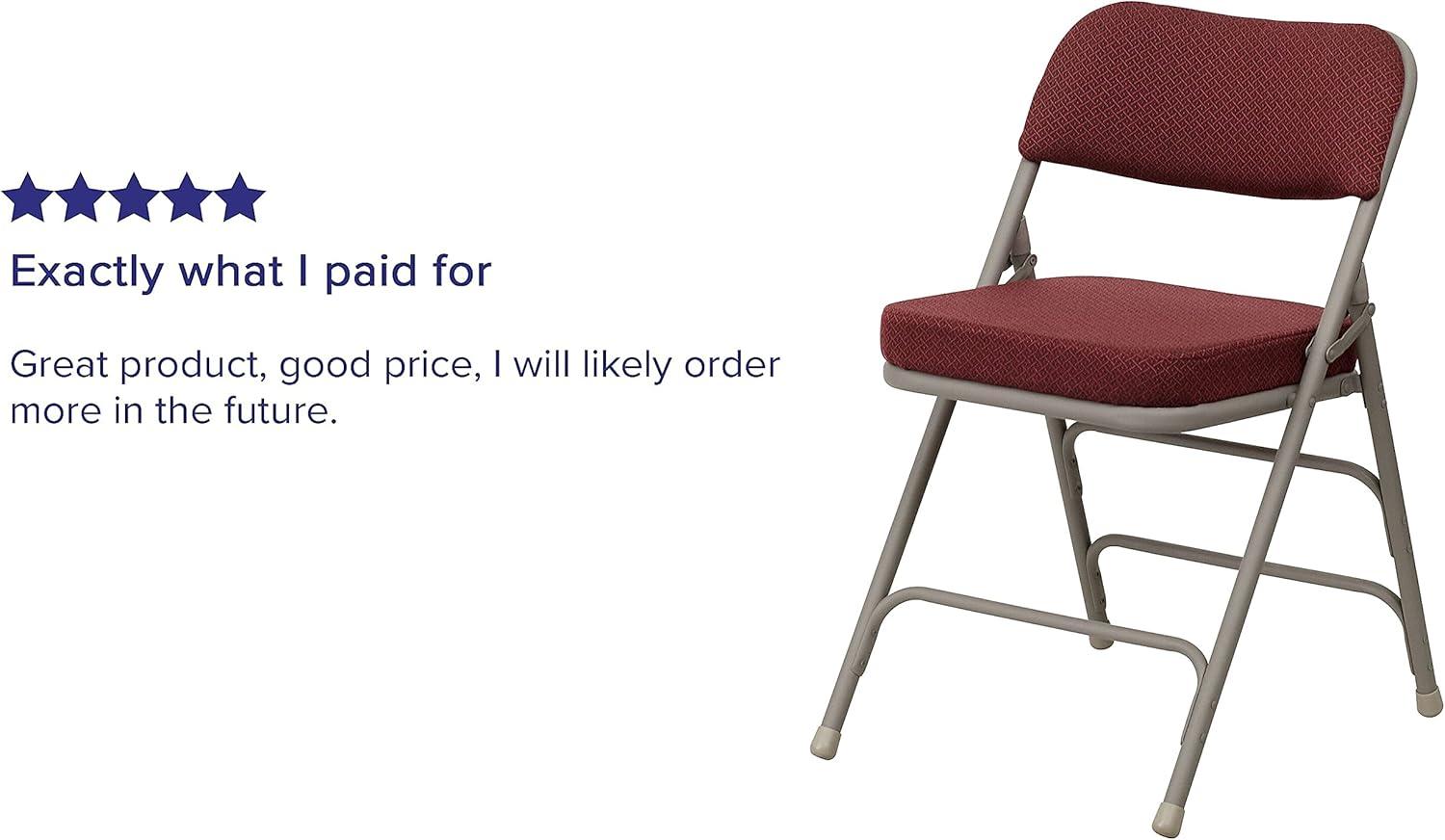 imageFlash Furniture Hercules Series Metal Folding Chairs with Cushioned Seat Fabric Upholstered Event Chairs with 300lb Static Weight Capacity Set of 4 GrayBurgundy FabricGray Frame