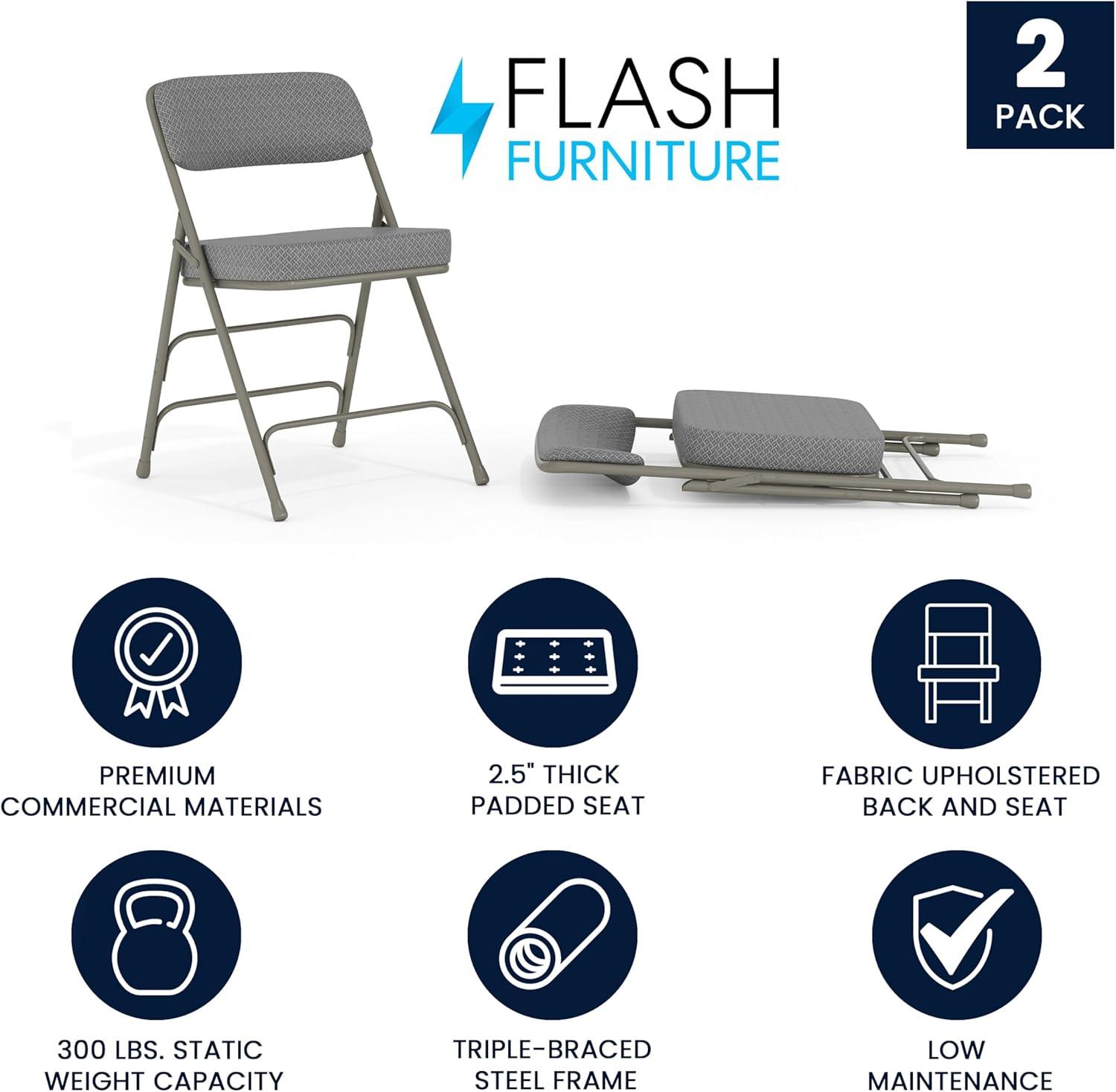 imageFlash Furniture Hercules Series Metal Folding Chairs with Cushioned Seat Fabric Upholstered Event Chairs with 300lb Static Weight Capacity Set of 4 GrayGray FabricGray Frame