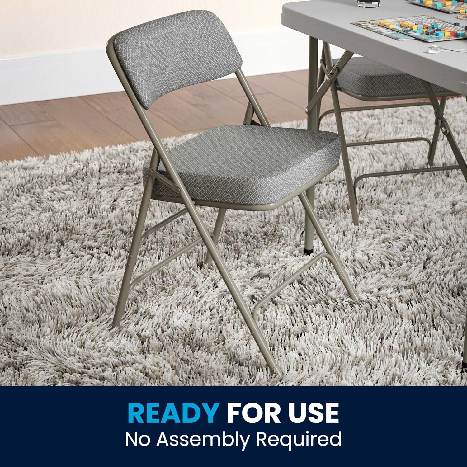 imageFlash Furniture Hercules Series Metal Folding Chairs with Cushioned Seat Fabric Upholstered Event Chairs with 300lb Static Weight Capacity Set of 4 GrayGray FabricGray Frame