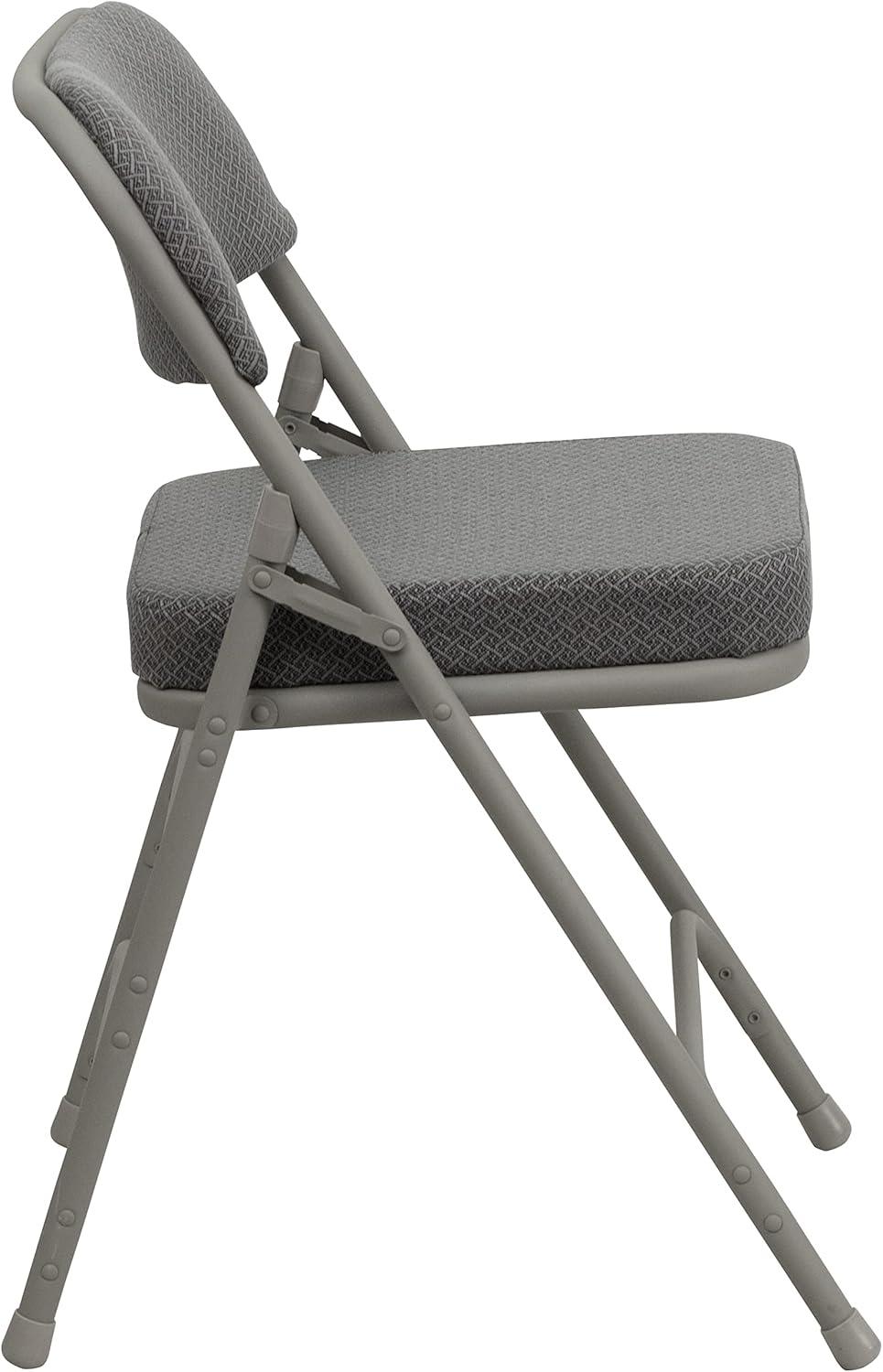 imageFlash Furniture Hercules Series Metal Folding Chairs with Cushioned Seat Fabric Upholstered Event Chairs with 300lb Static Weight Capacity Set of 4 GrayGray FabricGray Frame