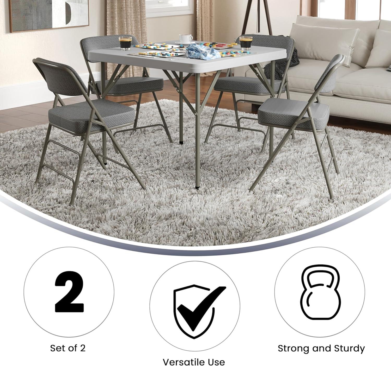 imageFlash Furniture Hercules Series Metal Folding Chairs with Cushioned Seat Fabric Upholstered Event Chairs with 300lb Static Weight Capacity Set of 4 GrayGray FabricGray Frame