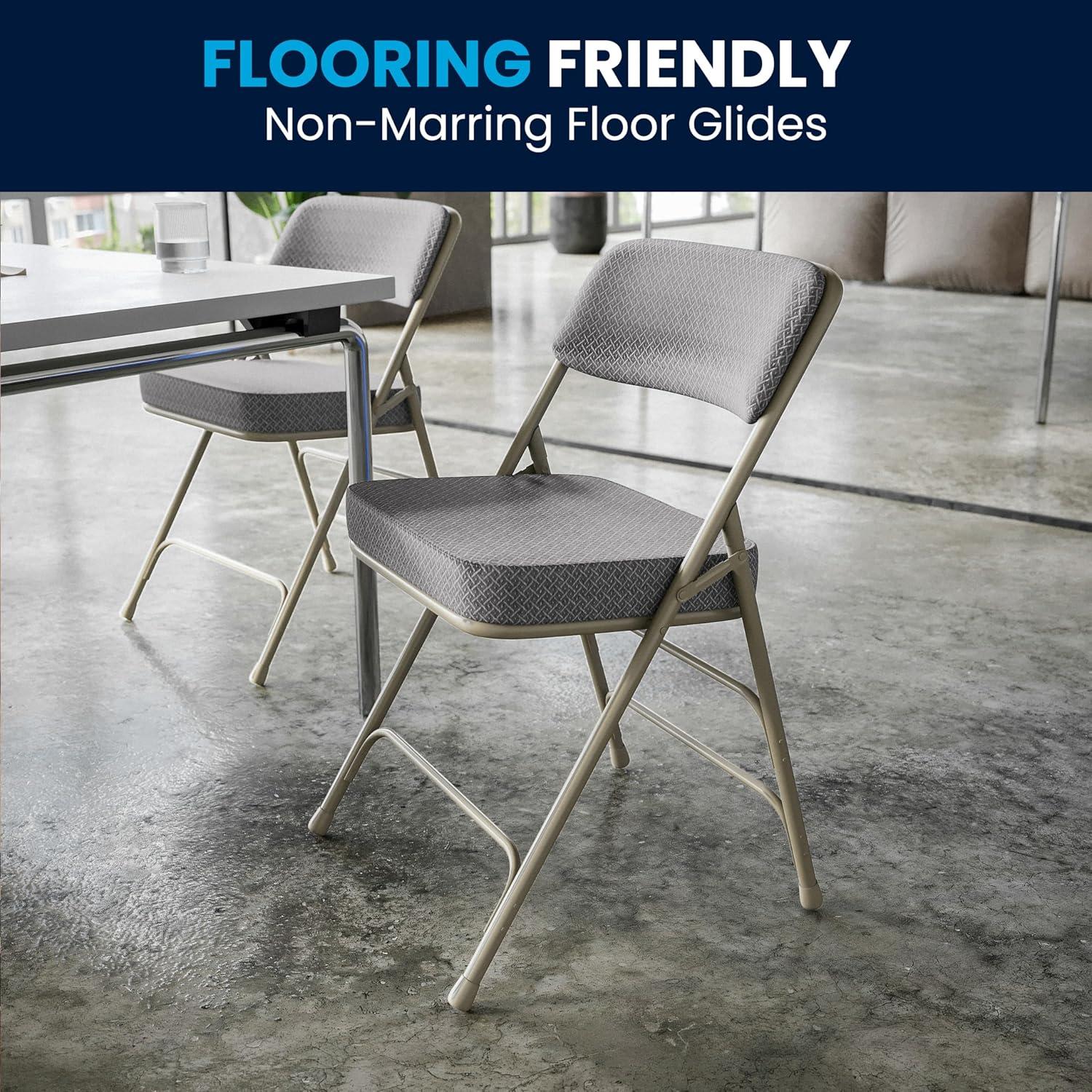 imageFlash Furniture Hercules Series Metal Folding Chairs with Cushioned Seat Fabric Upholstered Event Chairs with 300lb Static Weight Capacity Set of 4 GrayGray FabricGray Frame