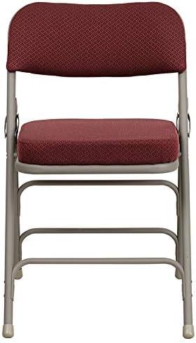imageFlash Furniture Hercules Series Metal Folding Chairs with Cushioned Seat Fabric Upholstered Event Chairs with 300lb Static Weight Capacity Set of 4 GrayBurgundy FabricGray Frame