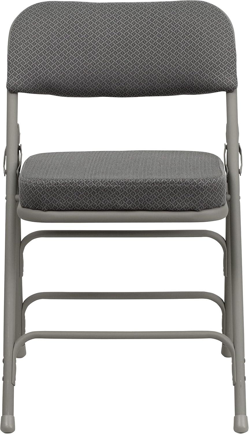 imageFlash Furniture Hercules Series Metal Folding Chairs with Cushioned Seat Fabric Upholstered Event Chairs with 300lb Static Weight Capacity Set of 4 GrayGray FabricGray Frame