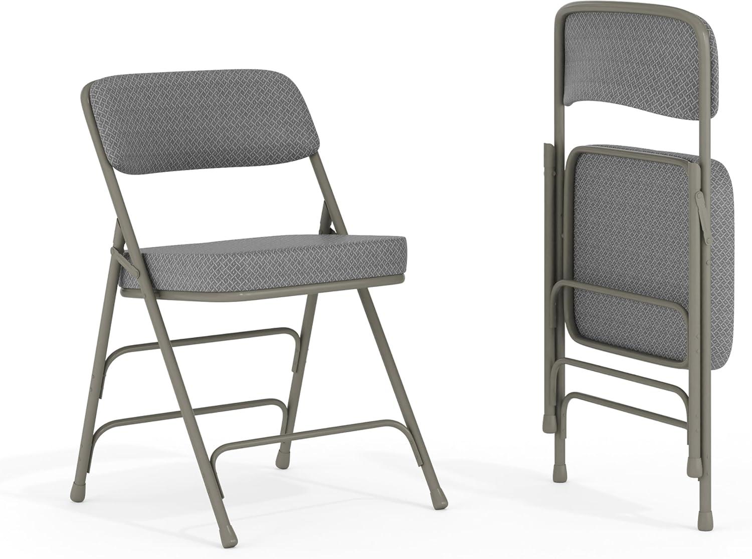 imageFlash Furniture Hercules Series Metal Folding Chairs with Cushioned Seat Fabric Upholstered Event Chairs with 300lb Static Weight Capacity Set of 4 GrayGray FabricGray Frame