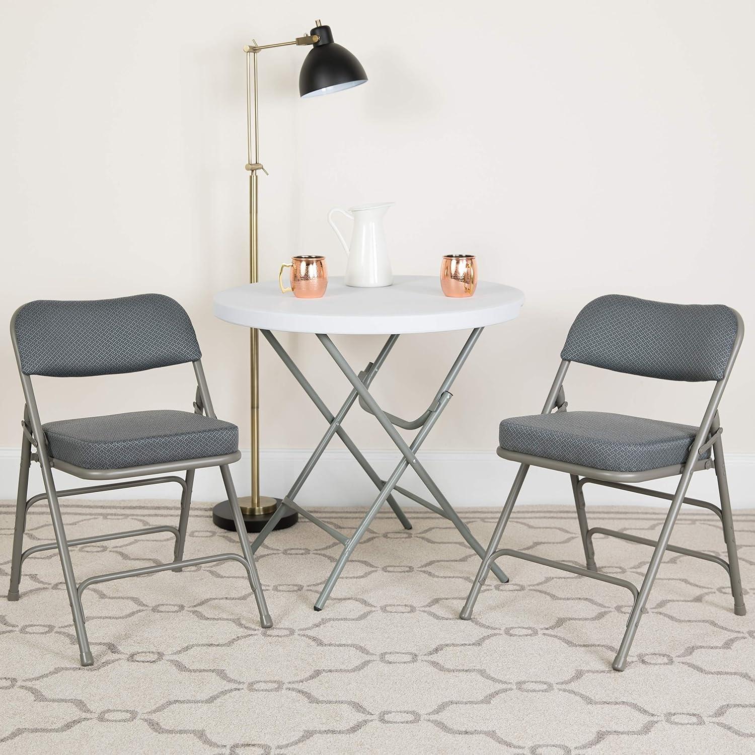 imageFlash Furniture Hercules Series Metal Folding Chairs with Cushioned Seat Fabric Upholstered Event Chairs with 300lb Static Weight Capacity Set of 4 GrayGray FabricGray Frame