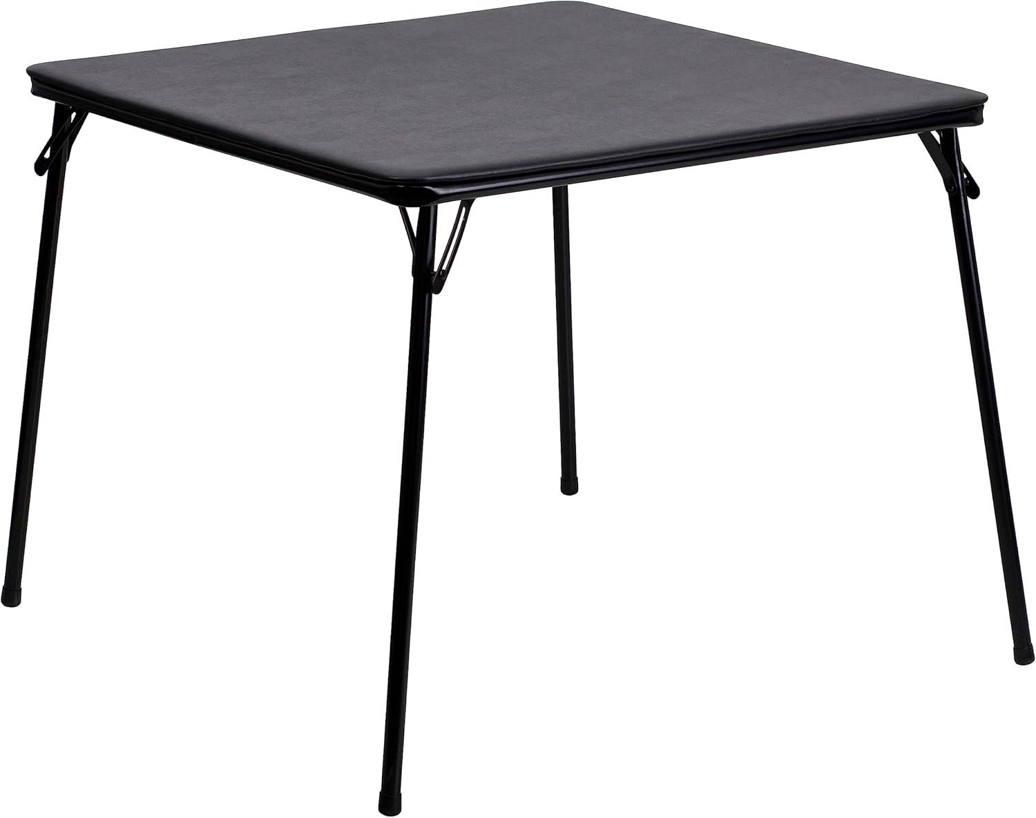 imageFlash Furniture Hercules Series Metal Folding Chairs with Padded Seats Set of 4 Gray Metal Folding Chairs ampamp Madelyn Folding Card Table Black Foldable Card Table SquareGray FabricGray Frame