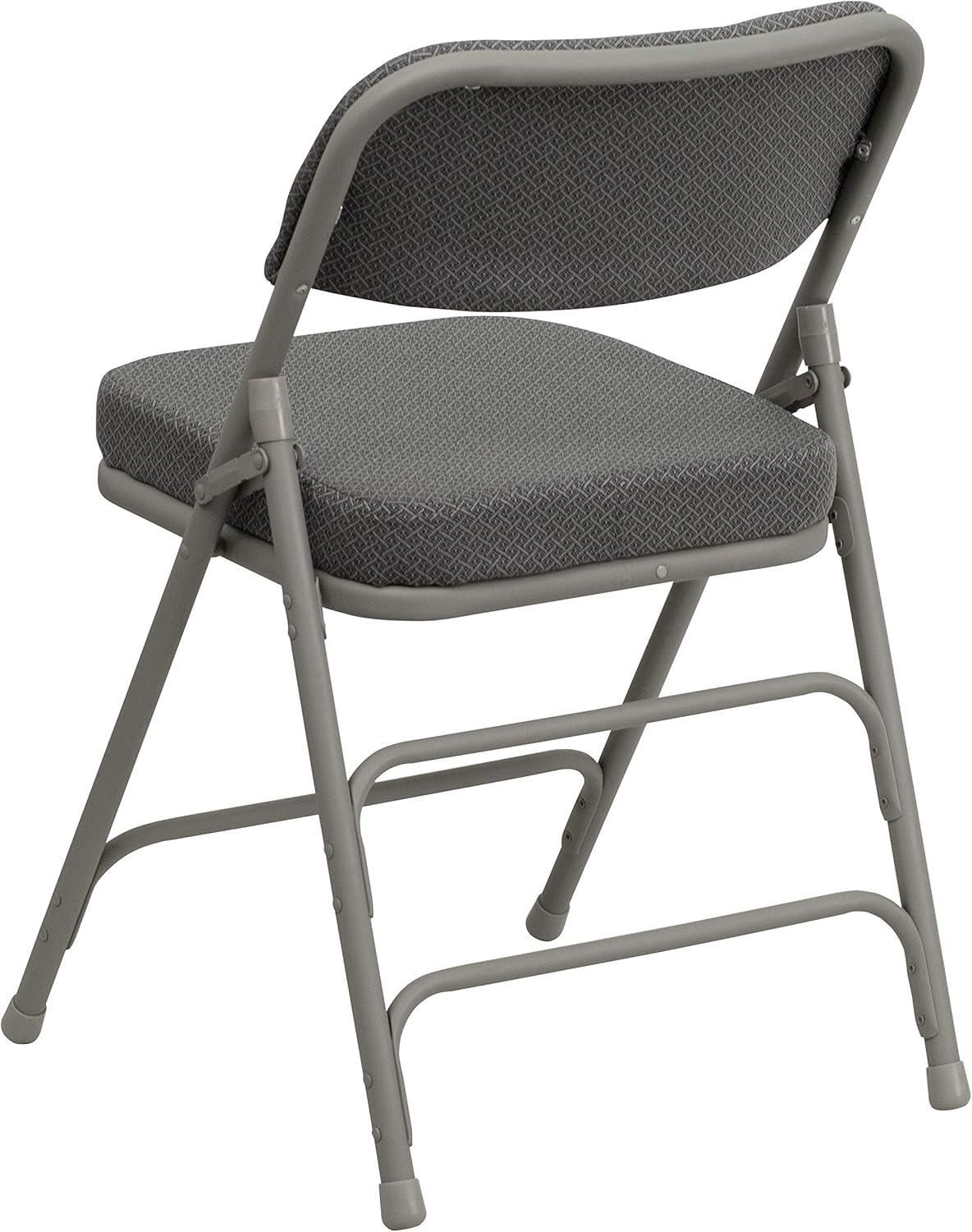 imageFlash Furniture Hercules Series Metal Folding Chairs with Padded Seats Set of 4 Gray Metal Folding Chairs ampamp Madelyn Folding Card Table Black Foldable Card Table SquareGray FabricGray Frame