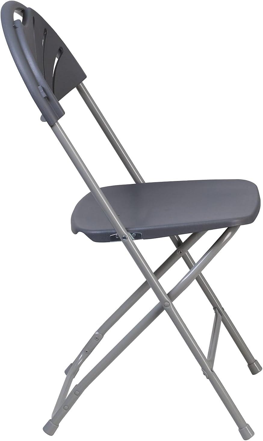imageFlash Furniture Hercules Series Plastic Folding Chairs with Carrying Handle Lightweight Commercial Event Seats 650lb Static Weight Capacity Set of 8 WhiteCharcoal