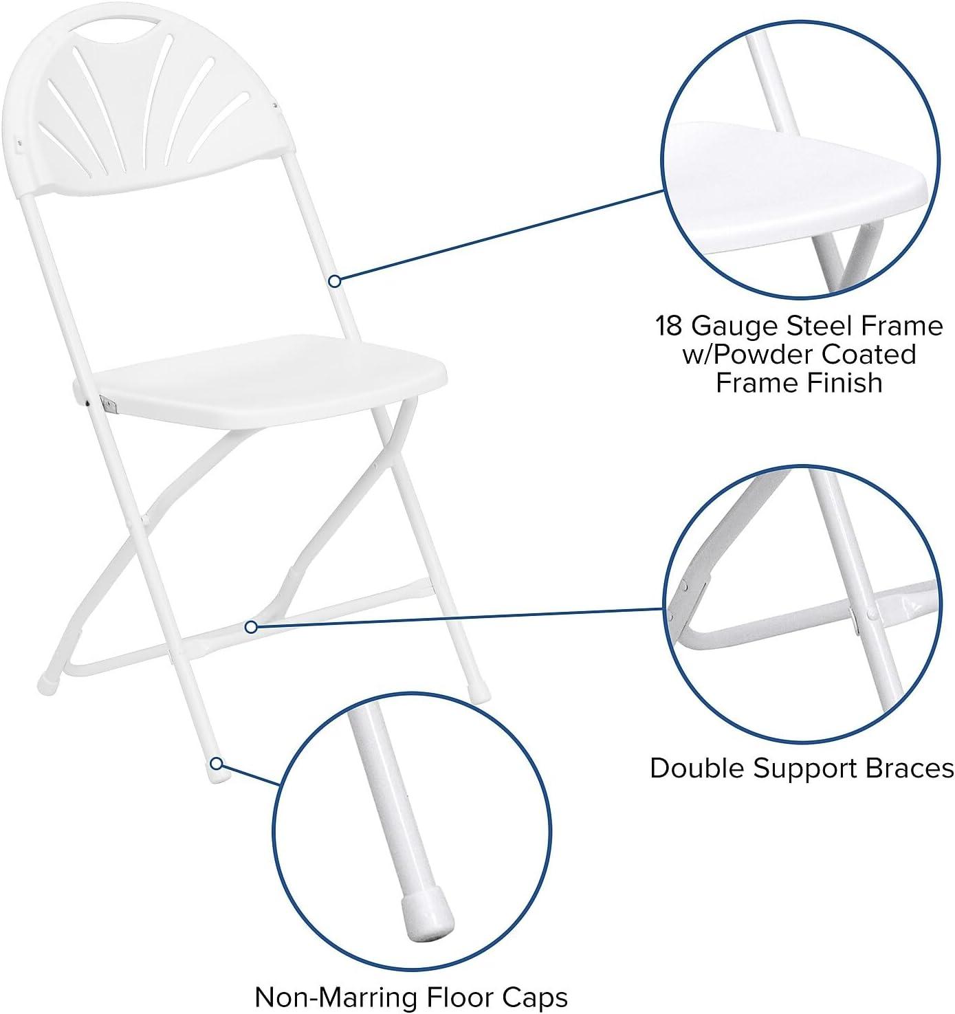 imageFlash Furniture Hercules Series Plastic Folding Chairs with Carrying Handle Lightweight Commercial Event Seats 650lb Static Weight Capacity Set of 8 WhiteWhite