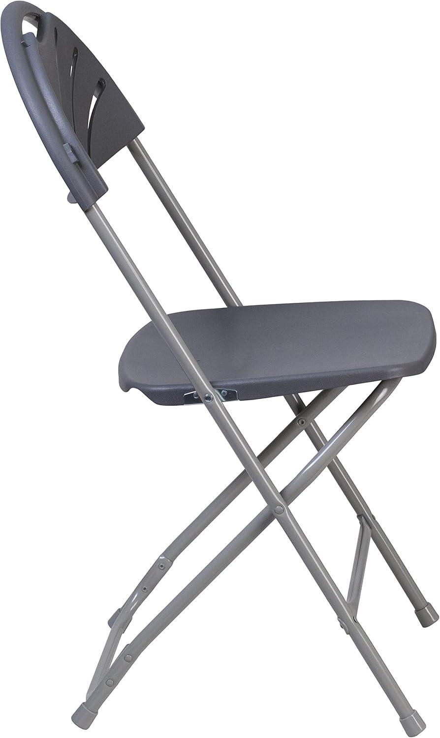 imageFlash Furniture Hercules Series Plastic Folding Chairs with Carrying Handle Lightweight Commercial Event Seats 650lb Static Weight Capacity Set of 8 WhiteCharcoal