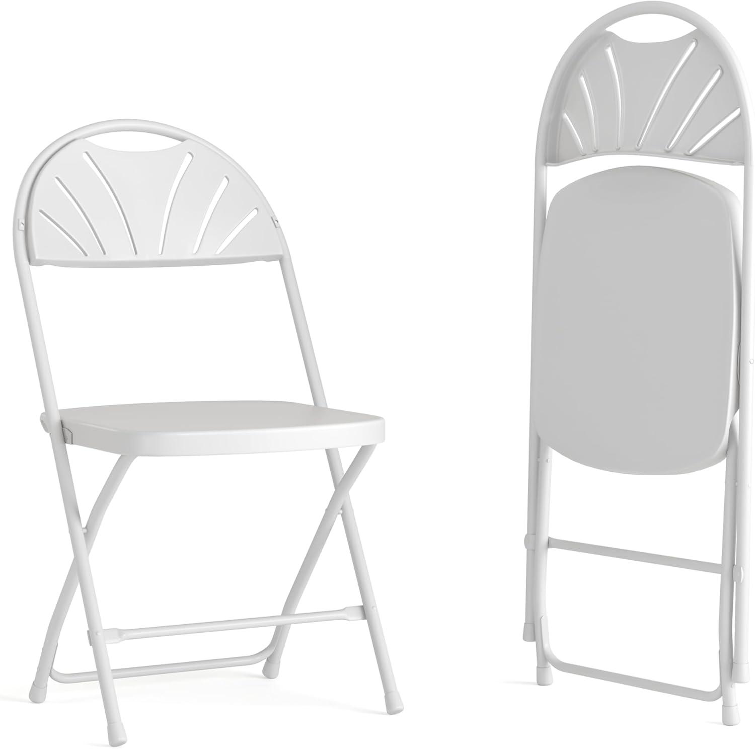 imageFlash Furniture Hercules Series Plastic Folding Chairs with Carrying Handle Lightweight Commercial Event Seats 650lb Static Weight Capacity Set of 8 WhiteWhite