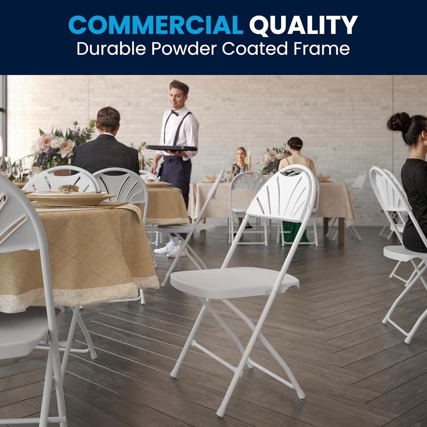 imageFlash Furniture Hercules Series Plastic Folding Chairs with Carrying Handle Lightweight Commercial Event Seats 650lb Static Weight Capacity Set of 8 WhiteWhite